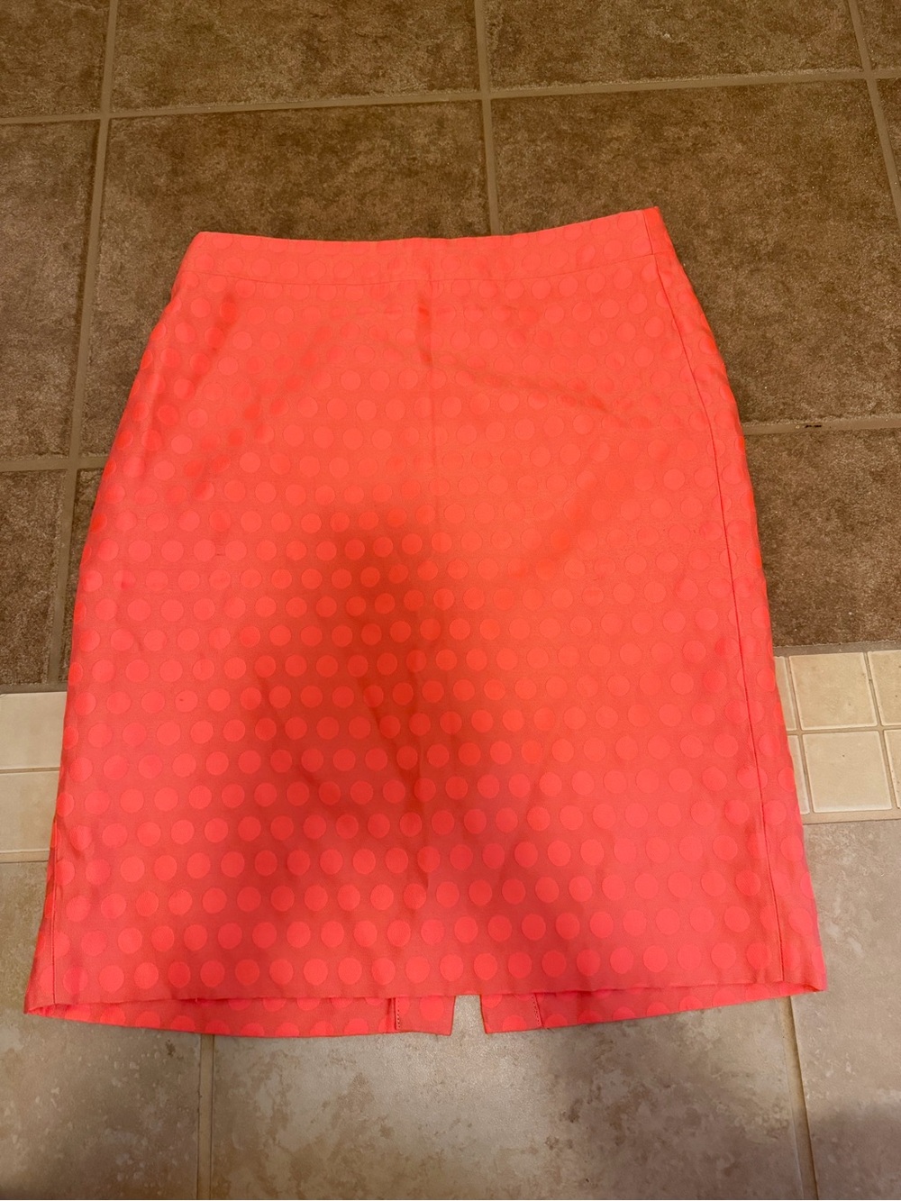 J. Crew Coral Polka-Dot Pencil Skirt